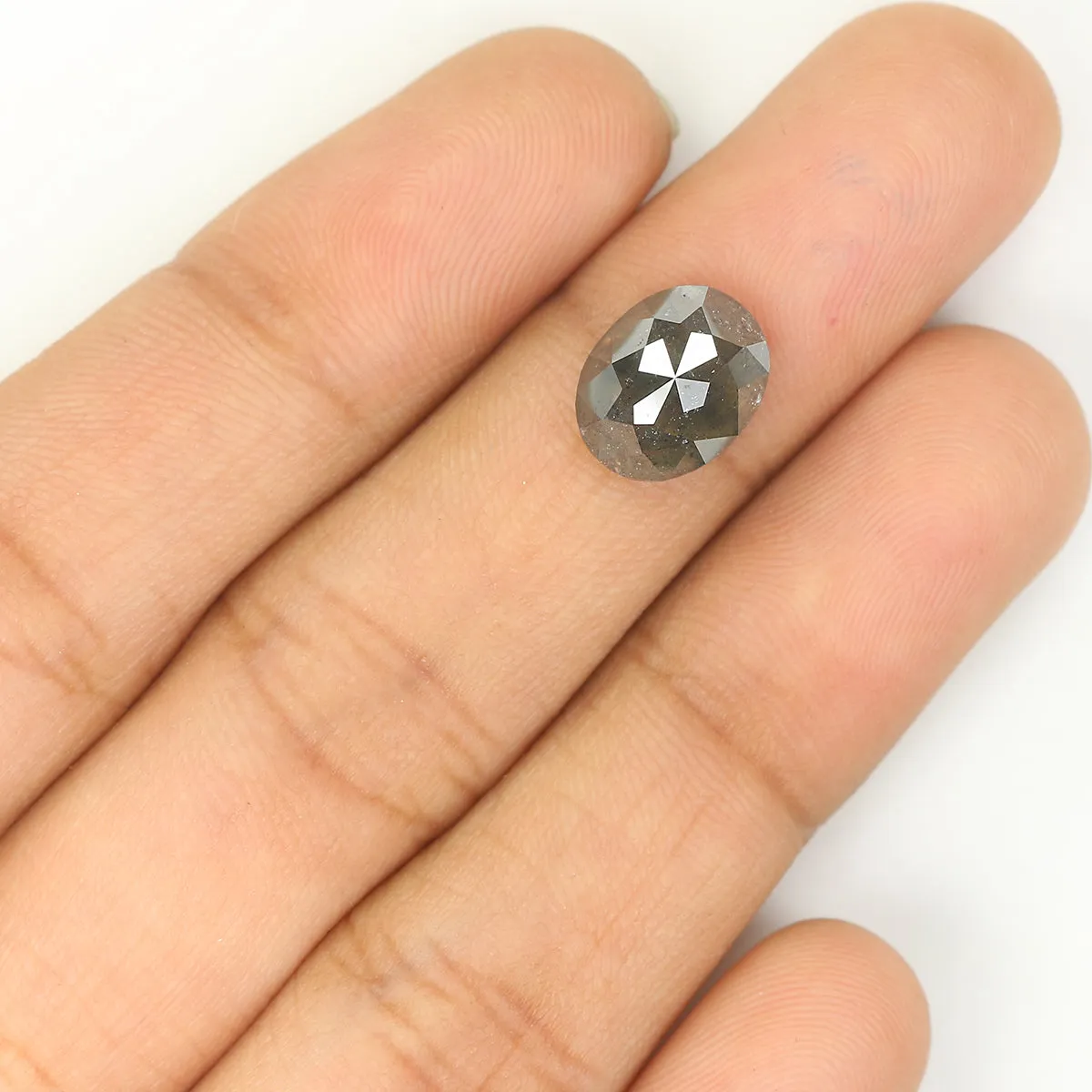 3.09 Ct Natural Loose Oval Shape Diamond Salt And Pepper Oval Diamond 9.90 MM Natural Diamond Black Grey Color Oval Rose Cut Dia