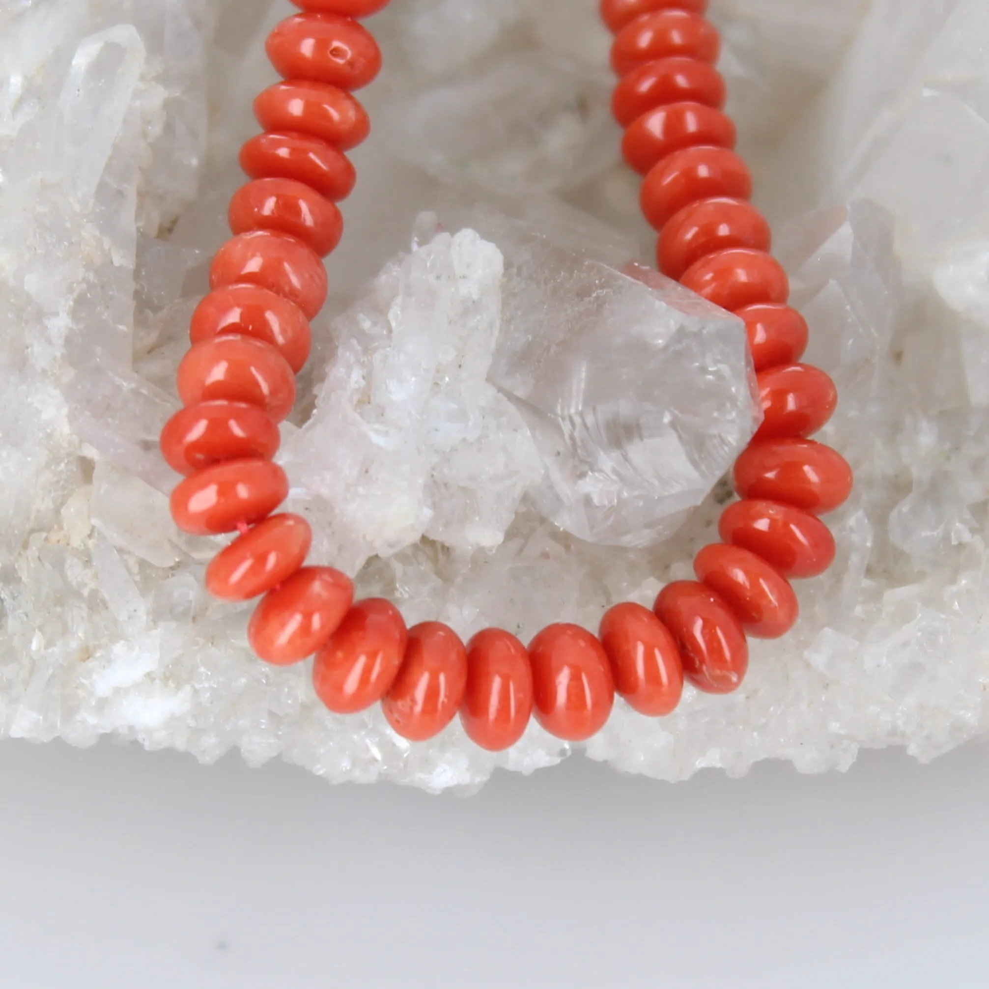 AAA Bright Tomato Red Italian Coral Beads Rondelles 6mm Pk of 10 Beads