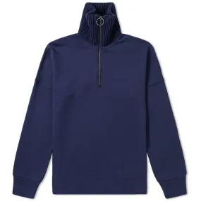 Acne Studios Finley 1/4 Zip Funnel NeckDark Navy