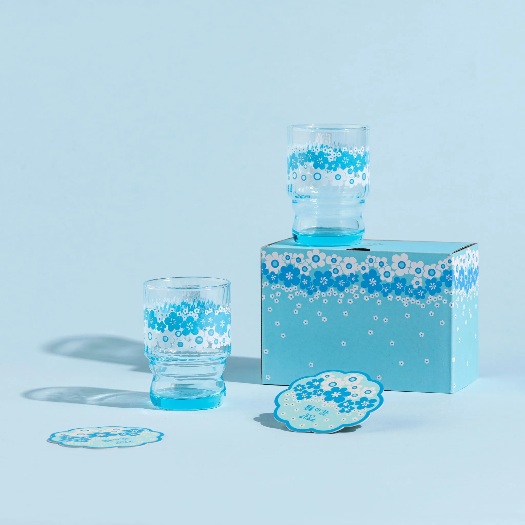 Aderia Retro Set of 2 Tumblers - Blue Flower