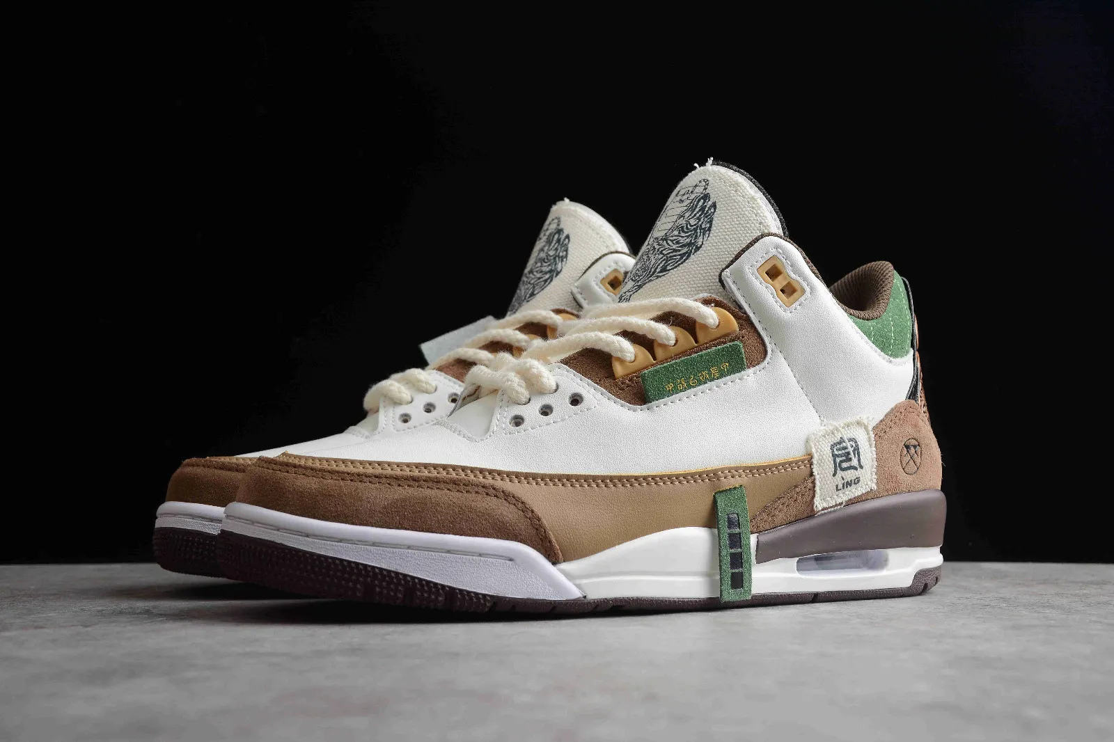 Air Jordan 3 Retro SE White Dark Brown Green Shoes 398614-500