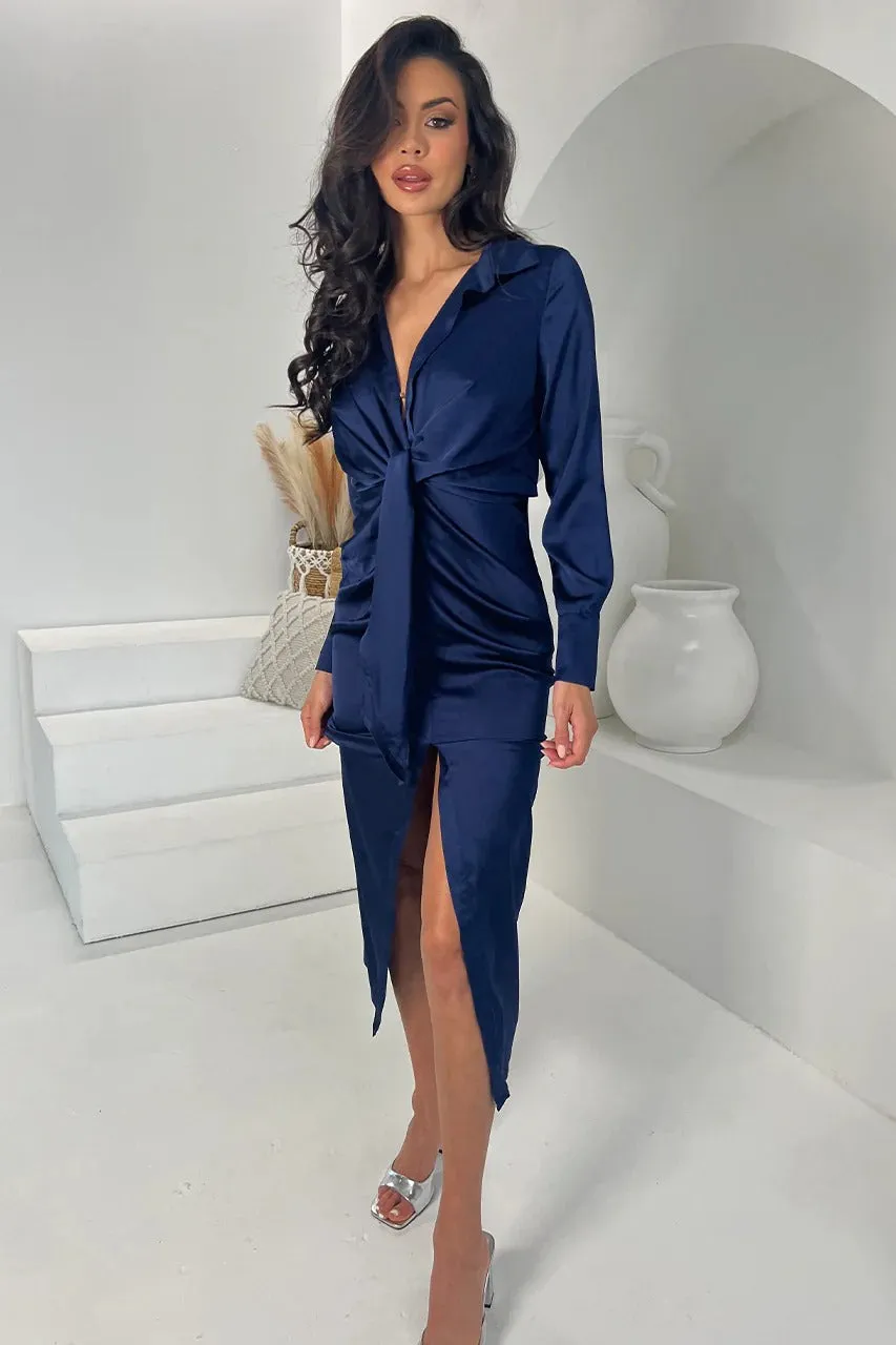 Aja Midi Dress - Navy