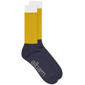 Albam Colour Block SockWhite, Yellow & Navy