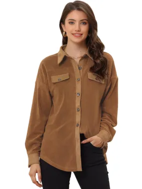 Allegra K- Microfleece Fuzzy Shirt Jackets