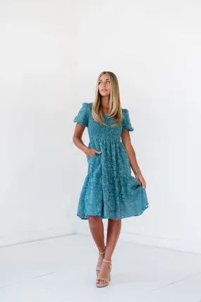 Aurora Midi Dress in Teal