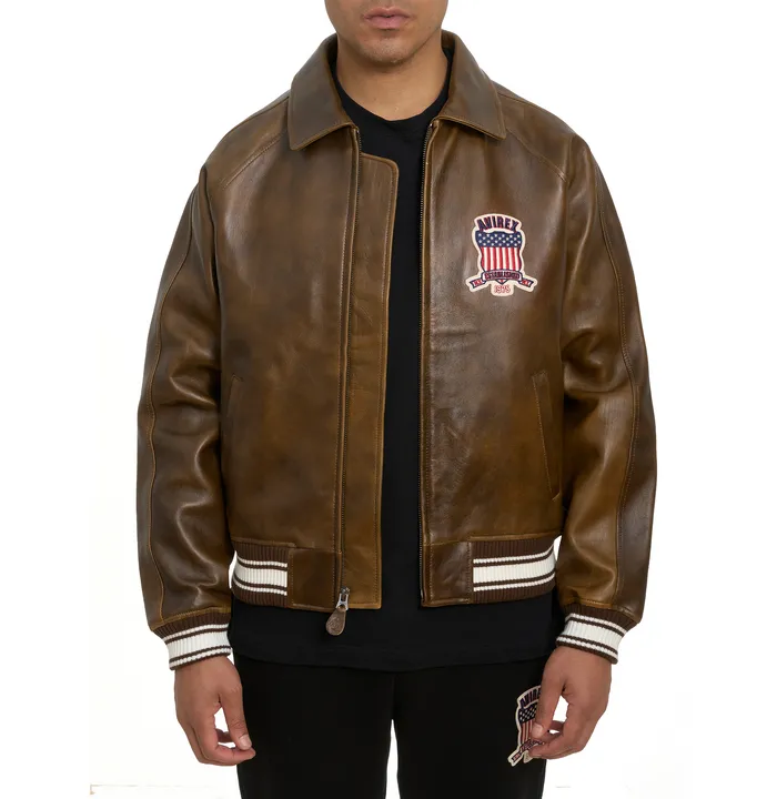 AVIREX ICON LEATHER JACKET Men’s -VINTAGE BROWN/MARRON