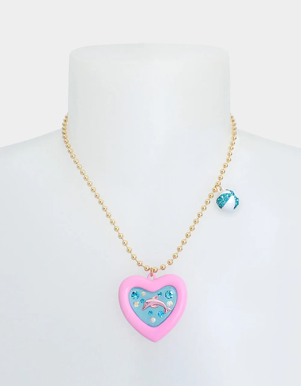 BETSEYS POOL PARTY DOLPHIN FLOATY NECKLACE PINK