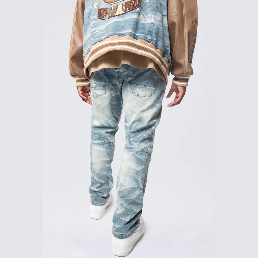 Big and Tall - Varsity Patch Jeans - Clyde Blue