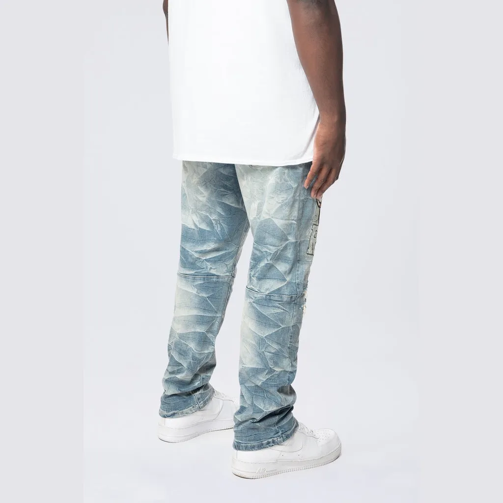 Big and Tall - Varsity Patch Jeans - Clyde Blue