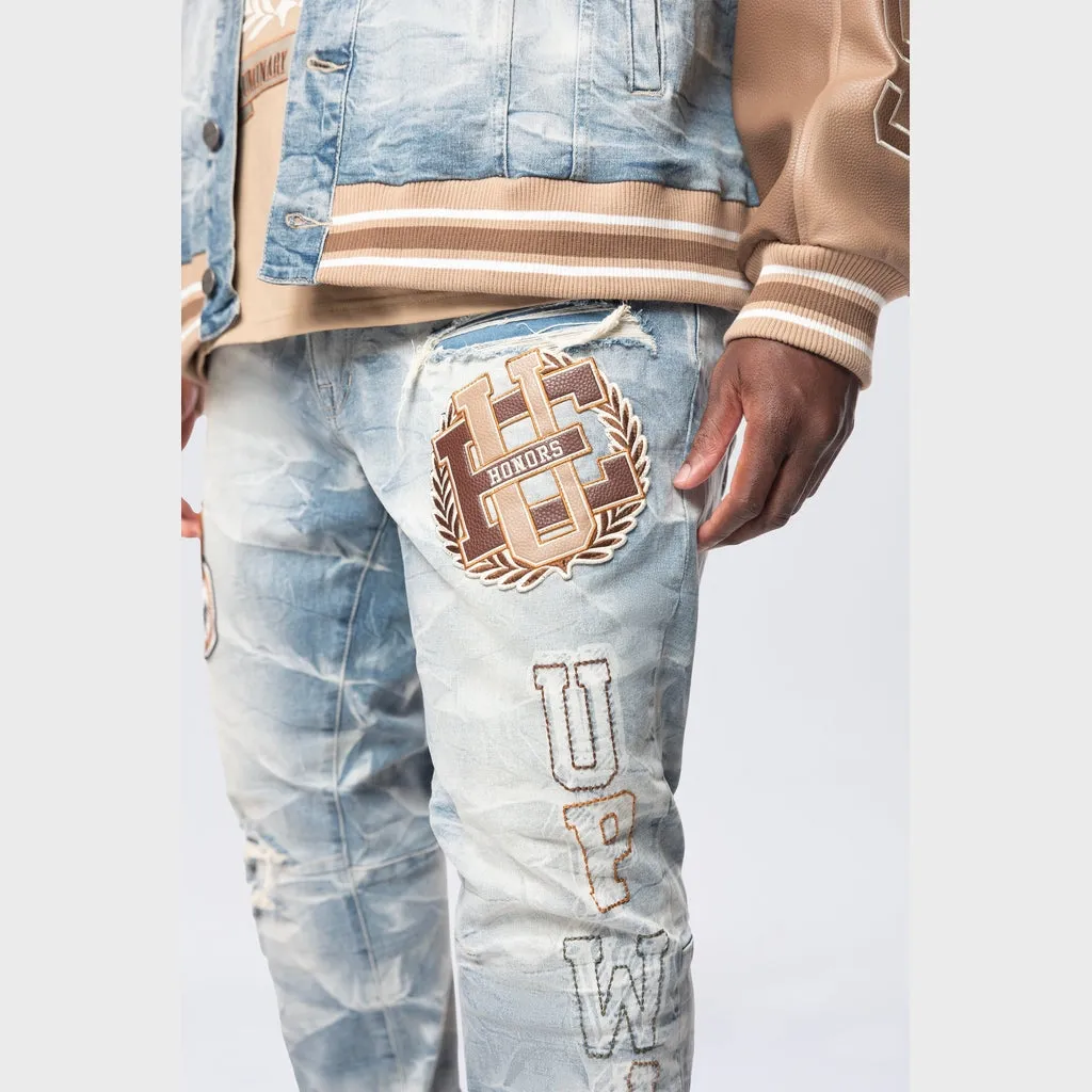 Big and Tall - Varsity Patch Jeans - Clyde Blue