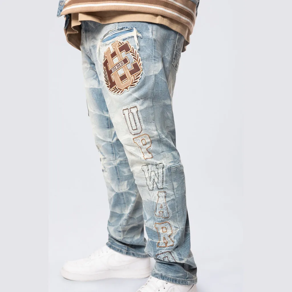 Big and Tall - Varsity Patch Jeans - Clyde Blue