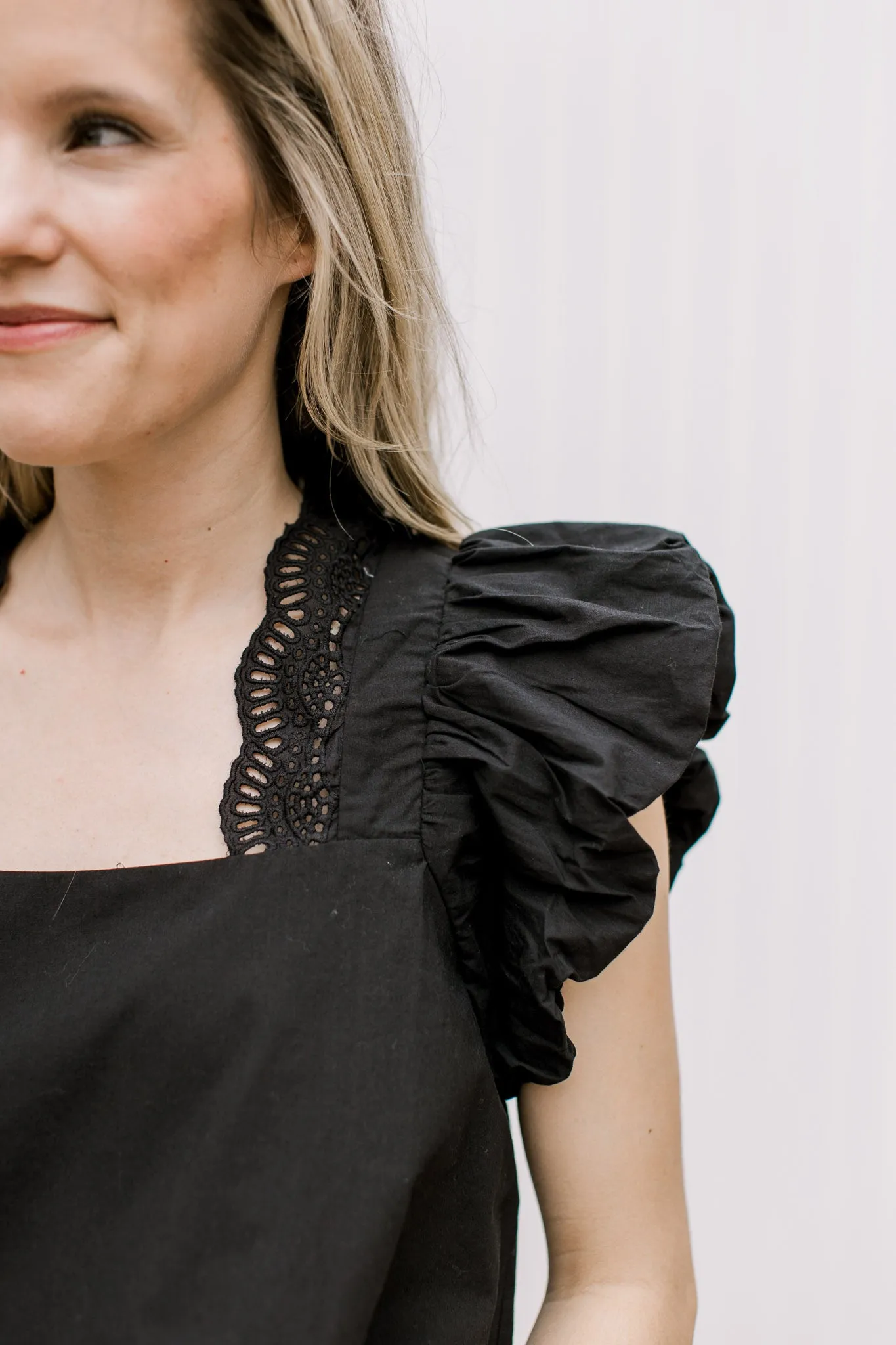 Black Lace Accent Top