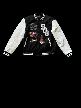 BLACK STAND ON BIDNEZ VARSITY JACKET