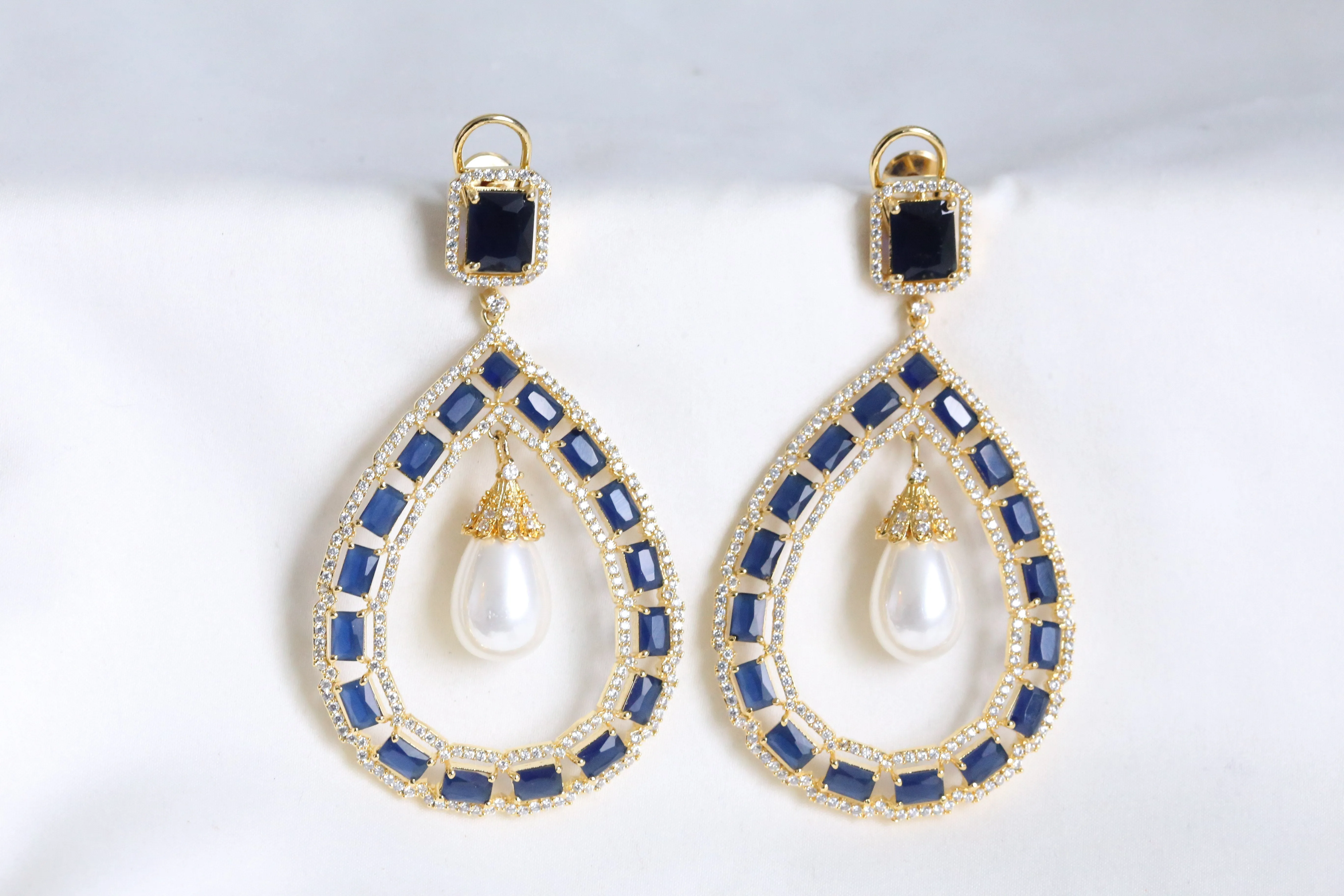 Blue Chandelier  Earrings