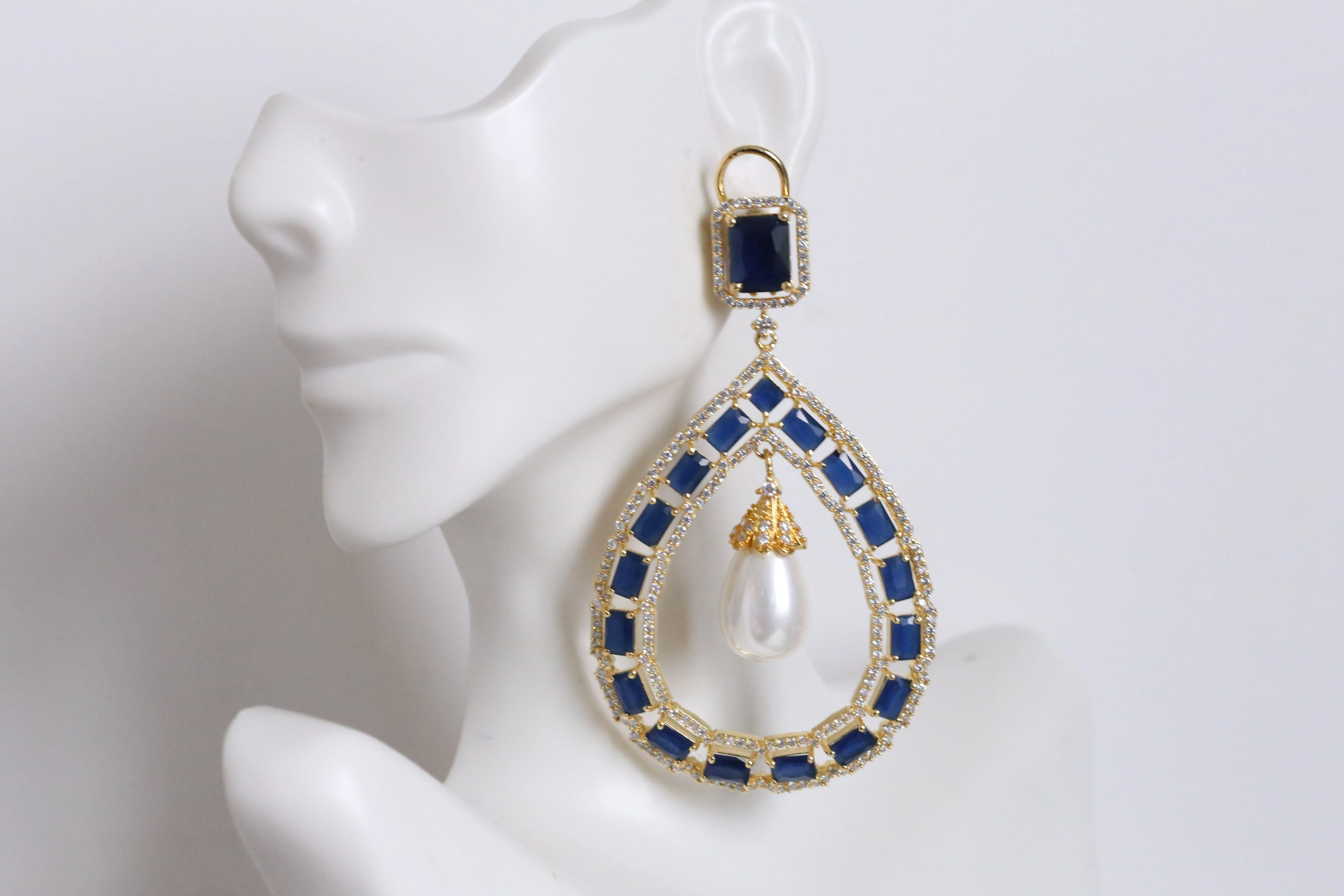 Blue Chandelier  Earrings