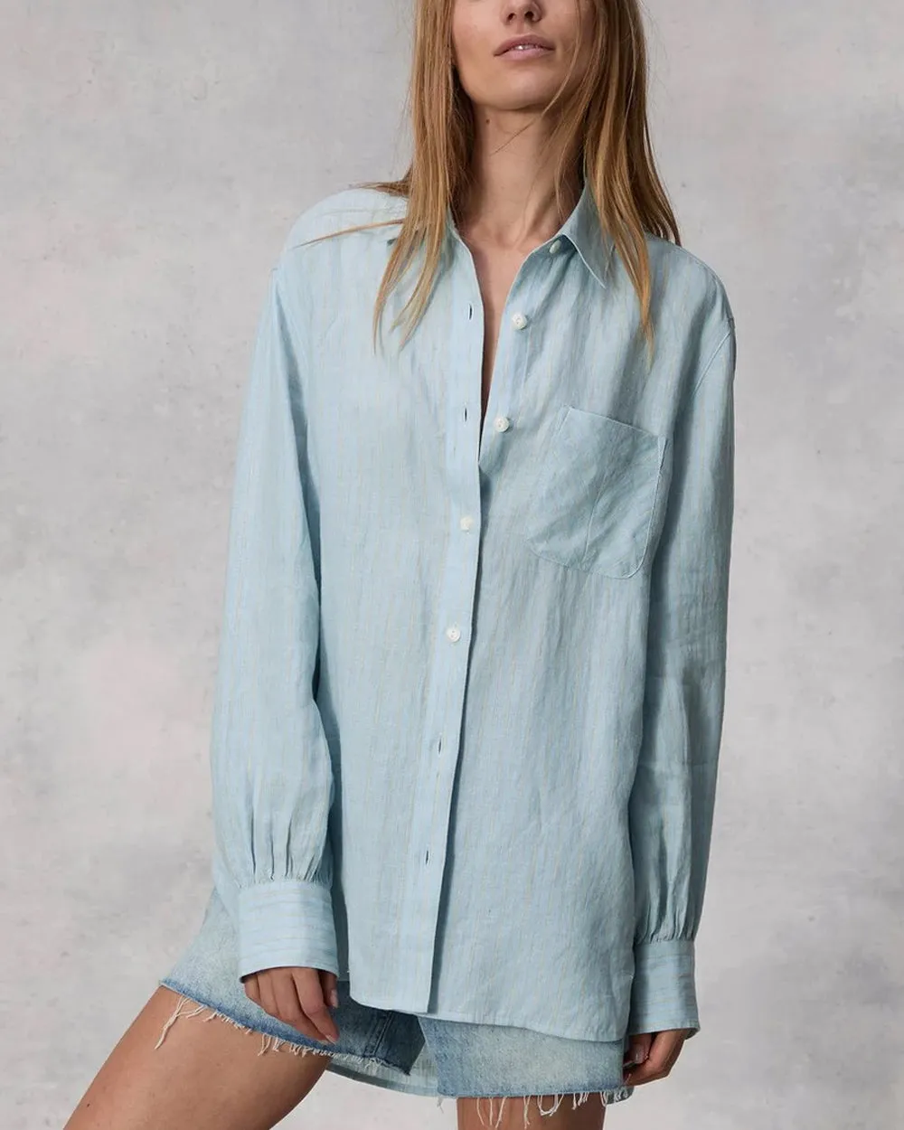 Blue Stripe Maxine Linen Shirt