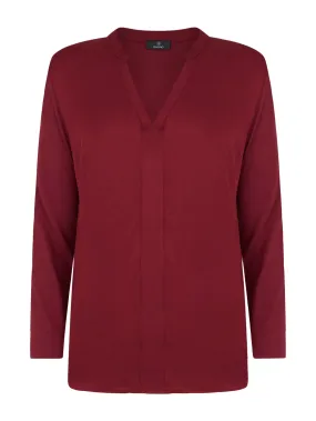 Blusa con scollo a V in misto viscosa - Tibetan Red