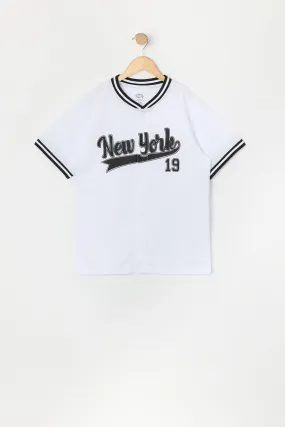 Boys New York Graphic Mesh Baseball Jersey