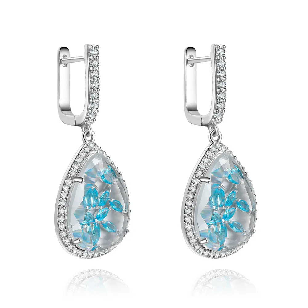 Calista Clear Stone with Blue CZ Backing Earrings