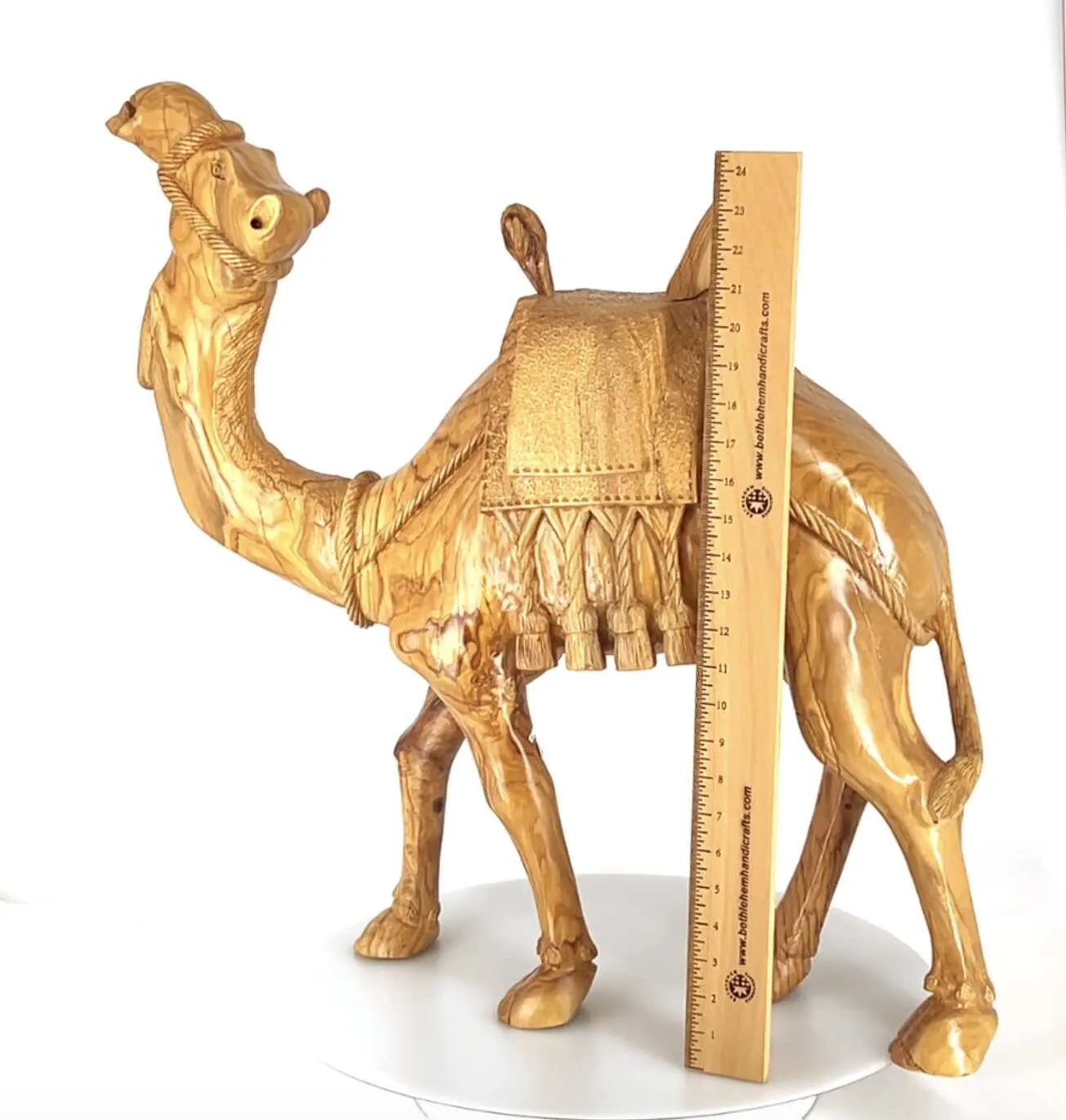 Camel Masterpiece Carving, 26 Tall, Large Olive Wood from Holy Land