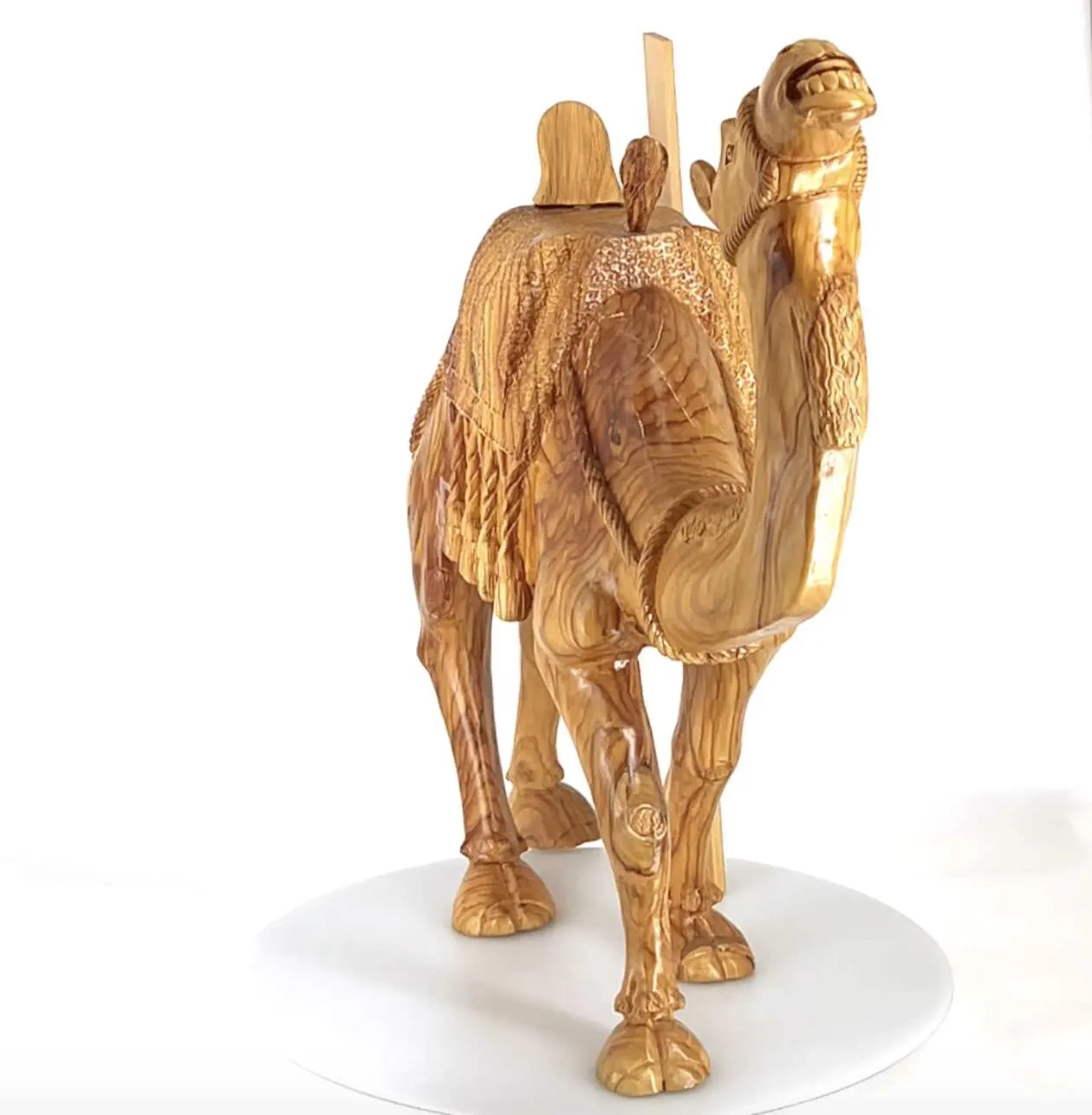 Camel Masterpiece Carving, 26 Tall, Large Olive Wood from Holy Land