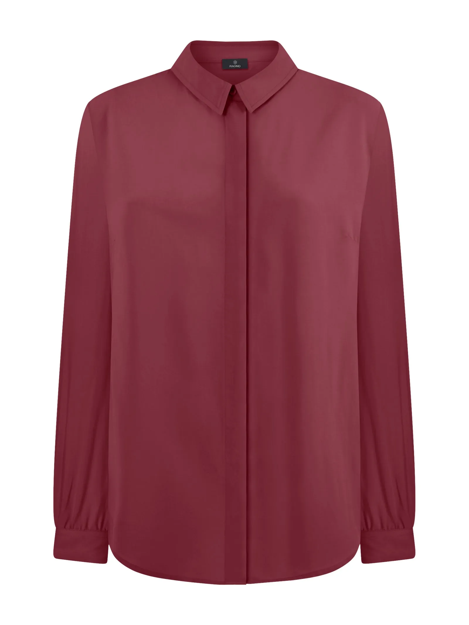 Camicia a manica lunga in Ecoseta - Tibetan Red