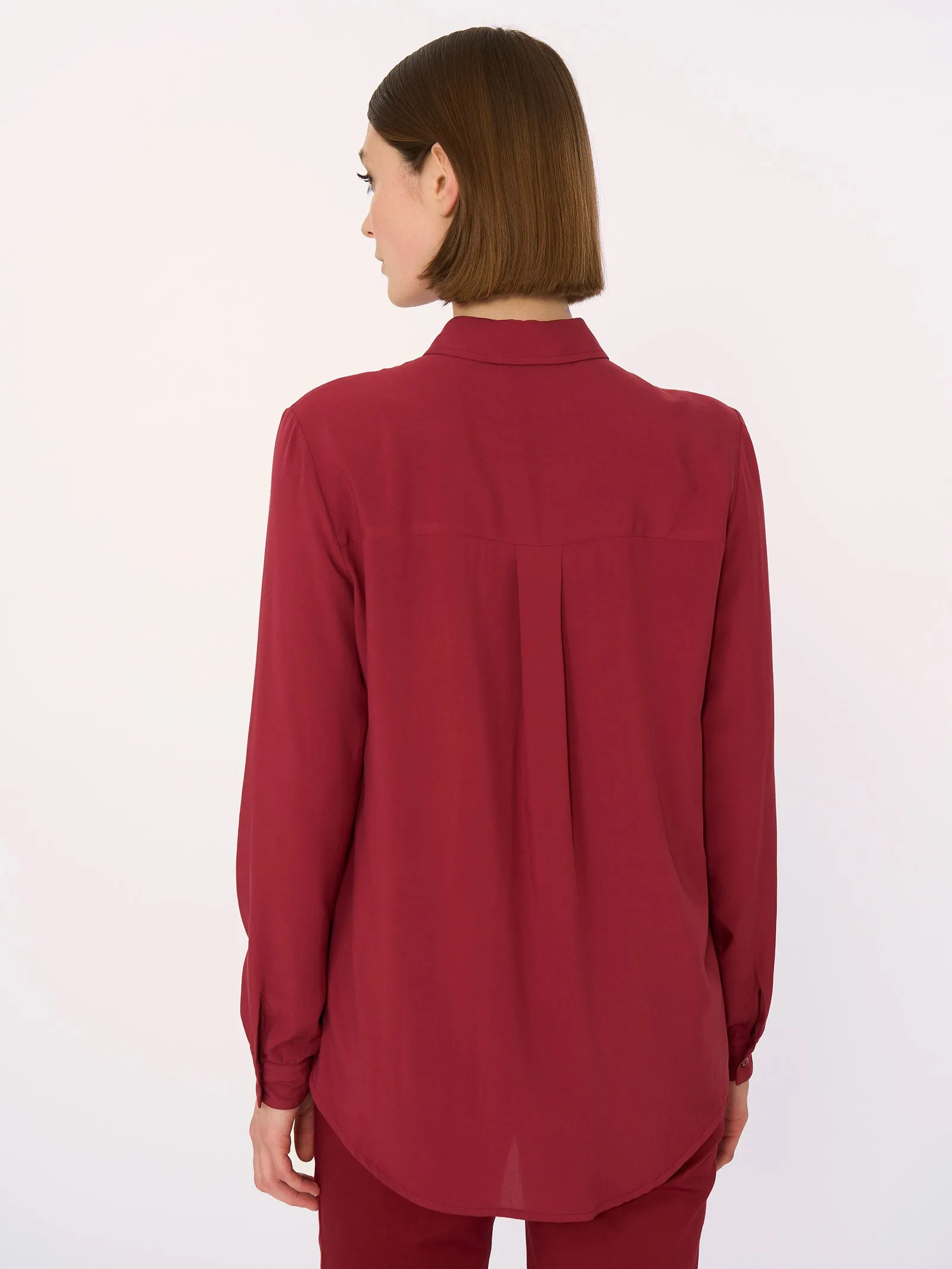 Camicia a manica lunga in Ecoseta - Tibetan Red