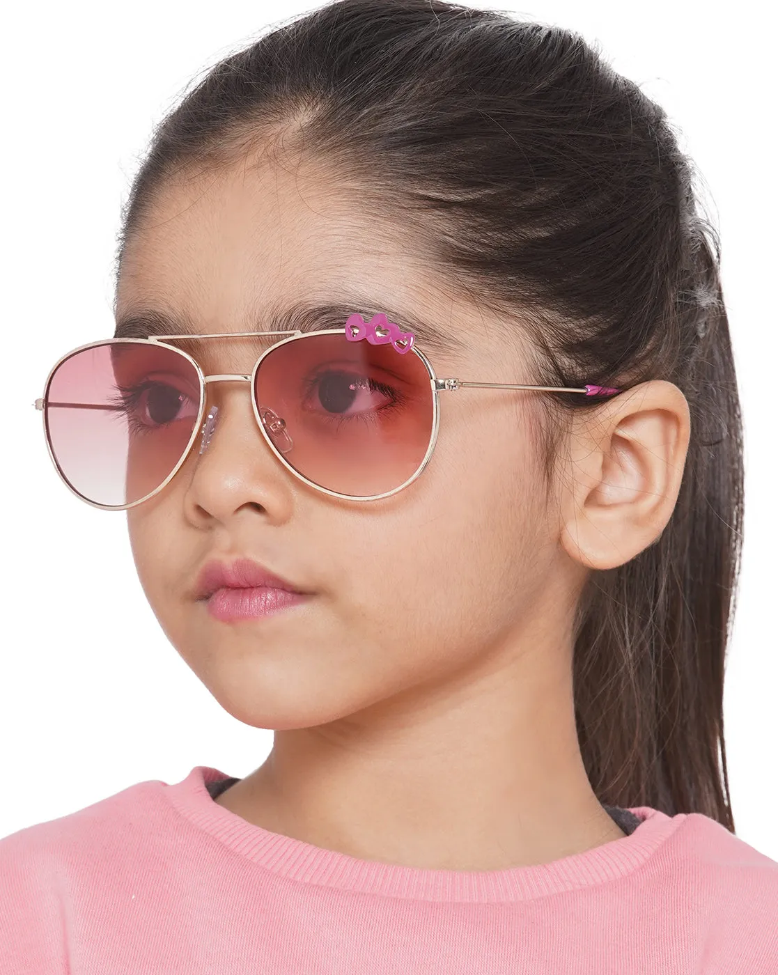 Carlton London Pink Lens & Gold-Toned Aviator Sunglasses Uv Protected Lens For Girl