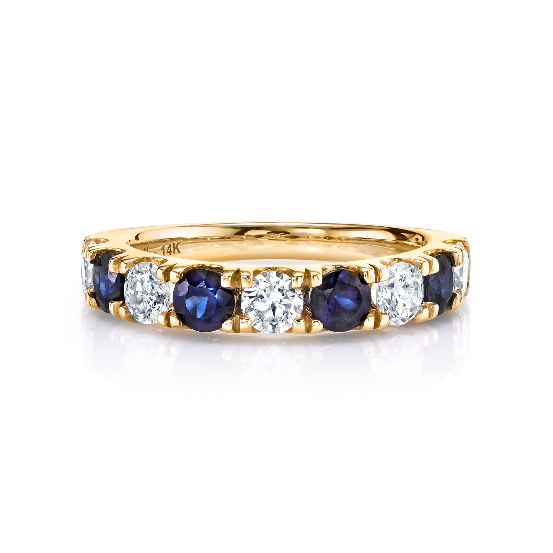 Classic Band - White Diamond and Blue Sapphire / 14k Yellow Gold