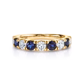 Classic Band - White Diamond and Blue Sapphire / 14k Yellow Gold