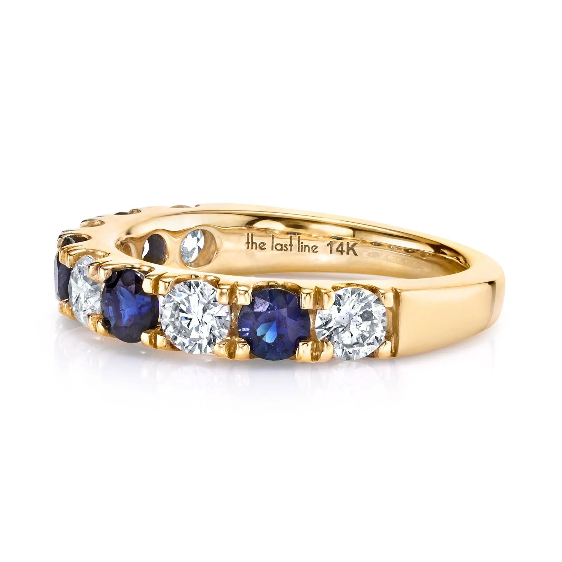 Classic Band - White Diamond and Blue Sapphire / 14k Yellow Gold