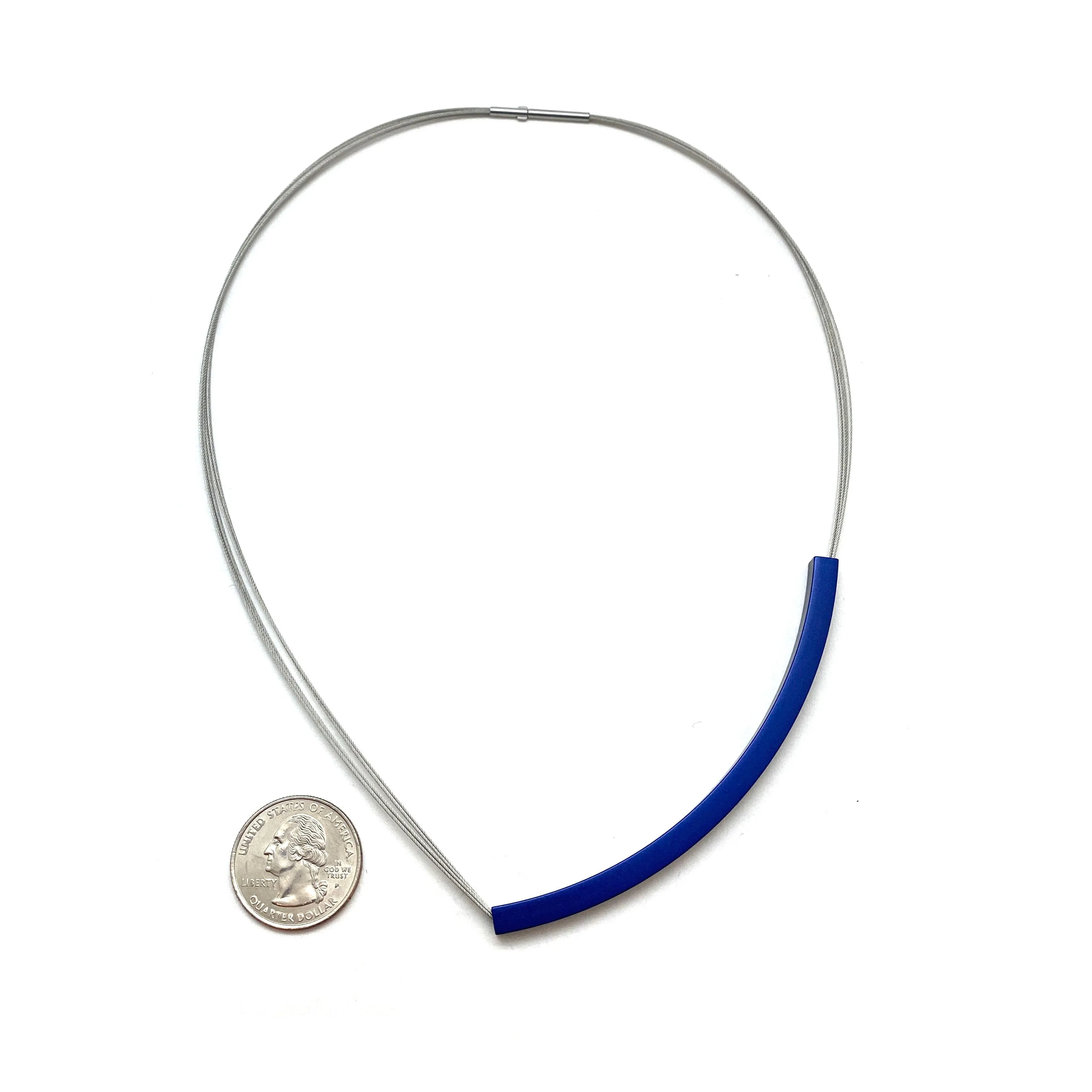 Classic Blue Anodized Aluminum V Necklace