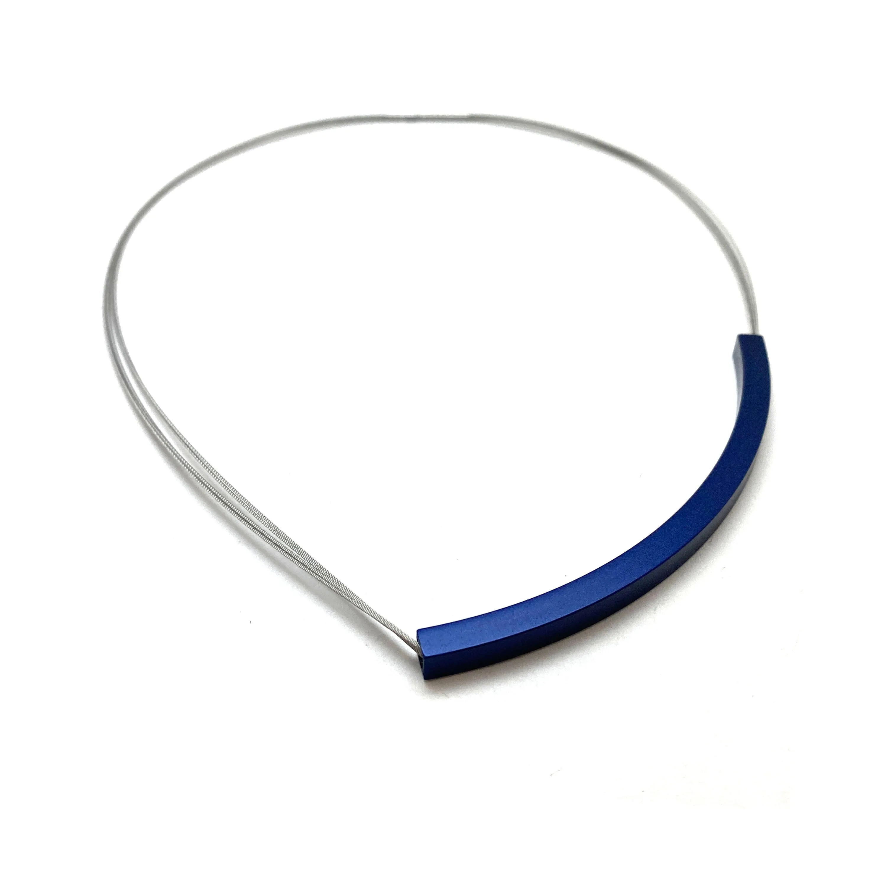 Classic Blue Anodized Aluminum V Necklace