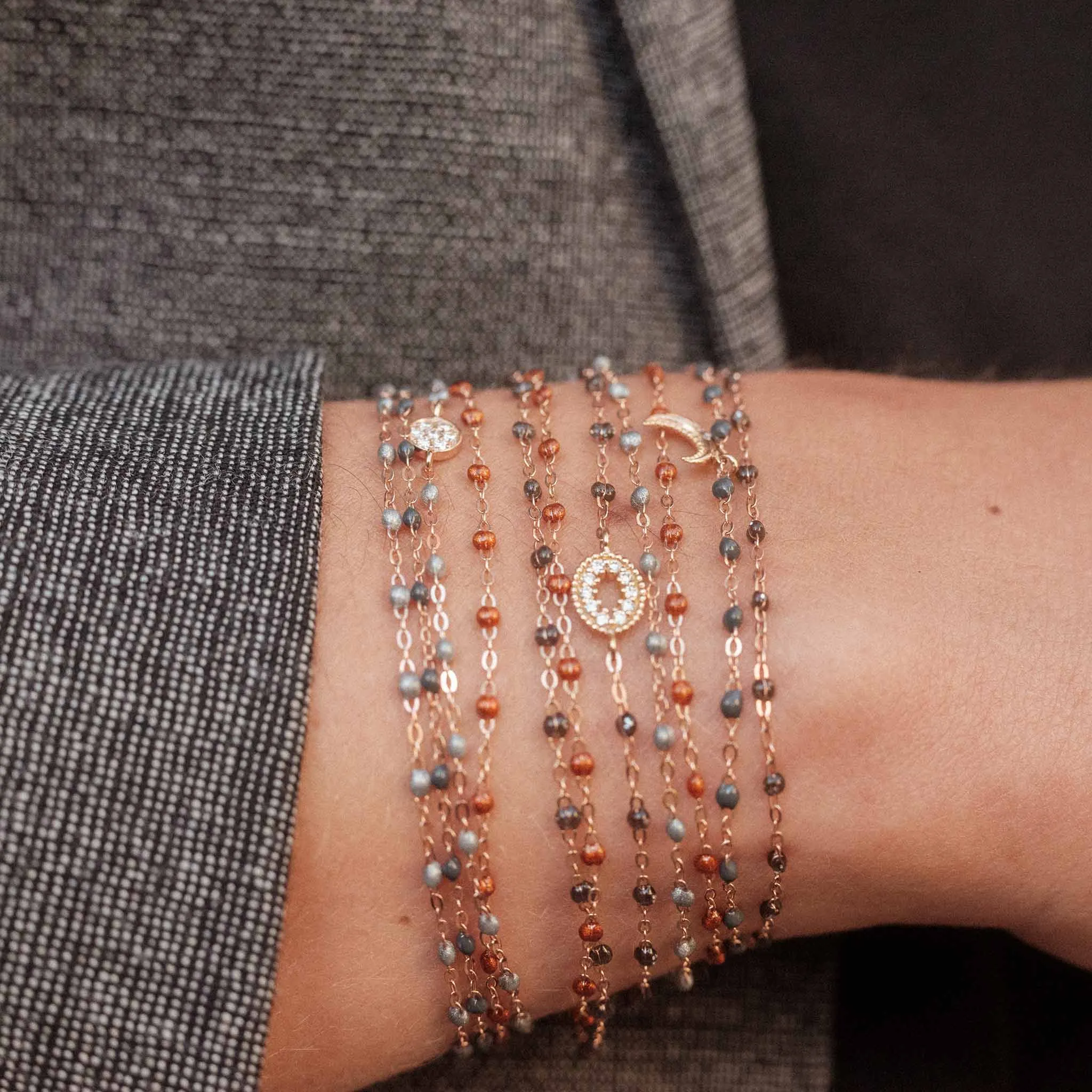 Classic Gigi Grey bracelet, Rose Gold, 5.9