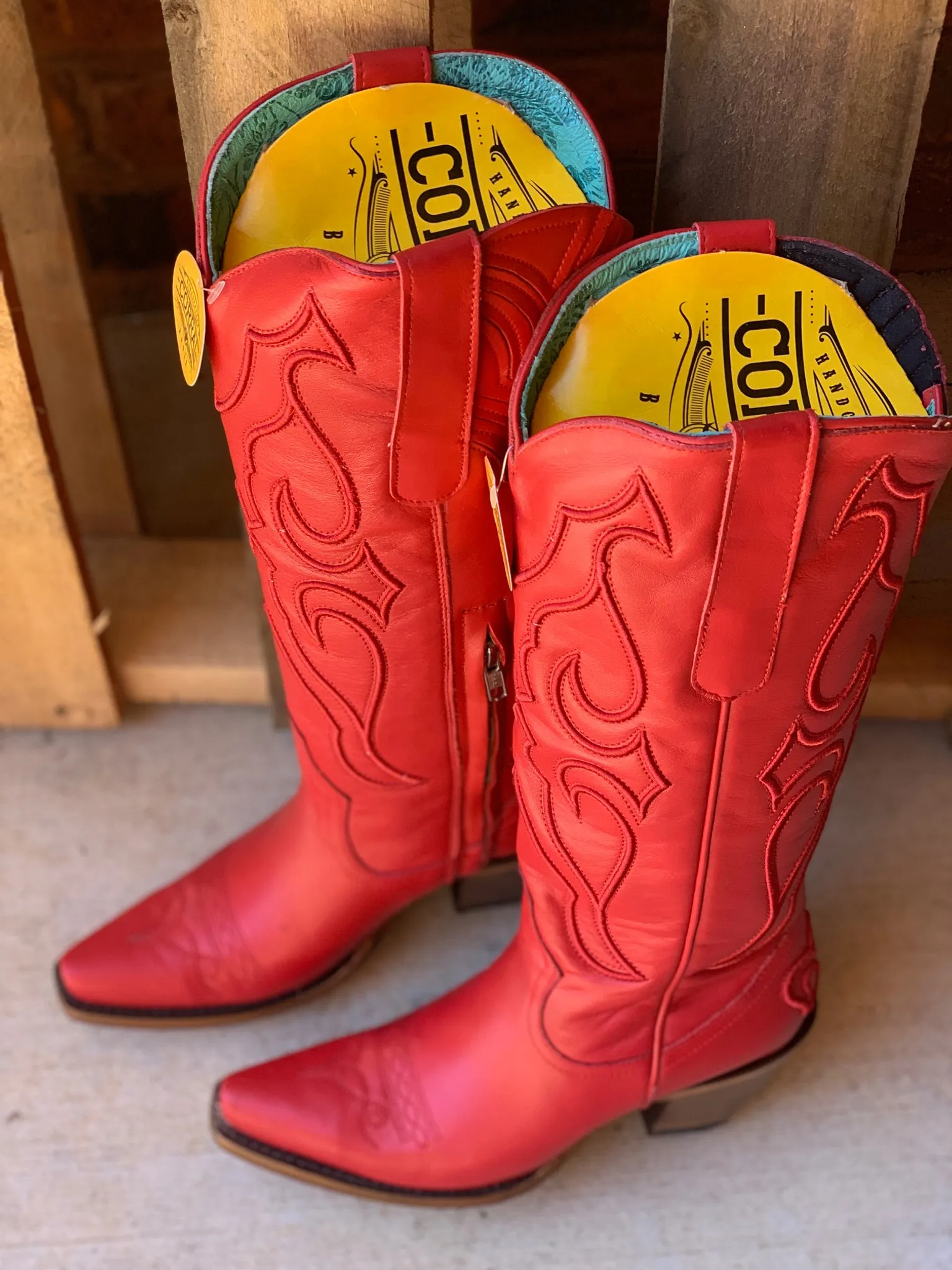 Corral Ruby Red Tall Top Stitch and Inlay Boot Z5076