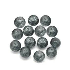 Crackle Glass Beads, Round, Transparent, Grey, 8mm