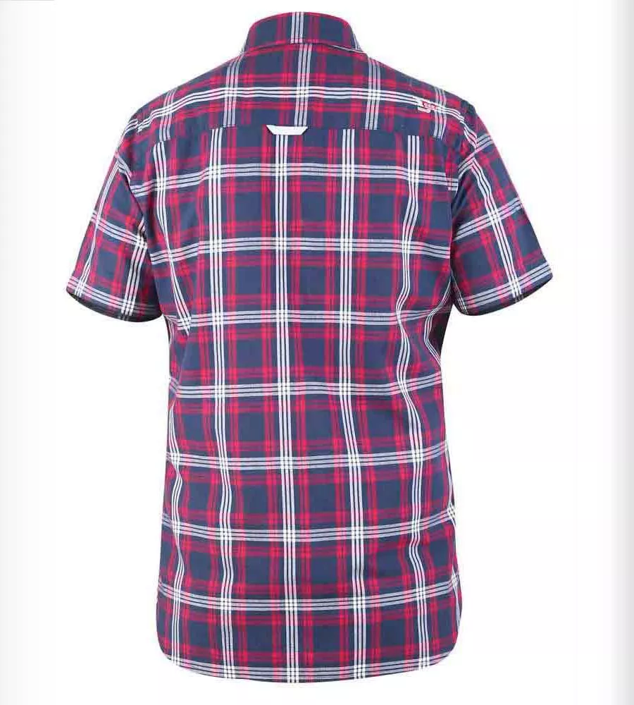 D555 Tall Mens Navy/Red Check Shirt With Short Sleeves (RIPLEY)