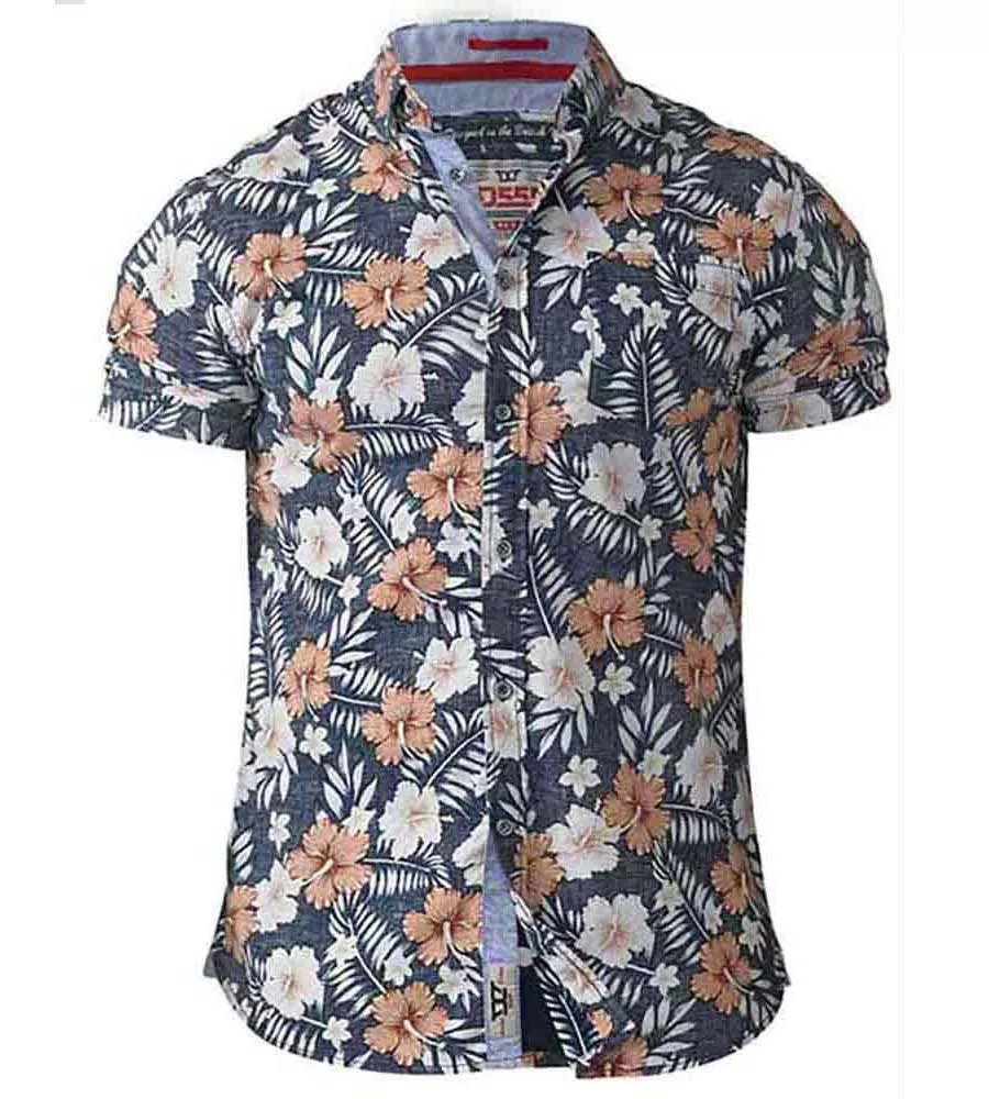 D555 Tall Mens Short Sleeve Hawaiian Print Shirt (HUXLEY)