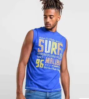 D555 Tall Mens Surf Malibu Sleeveless Printed T-Shirt (WALLACE 2)