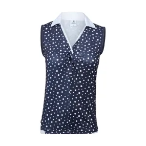 Daily Sports Ladies Spotty S/Less Golf Polo Shirt Navy