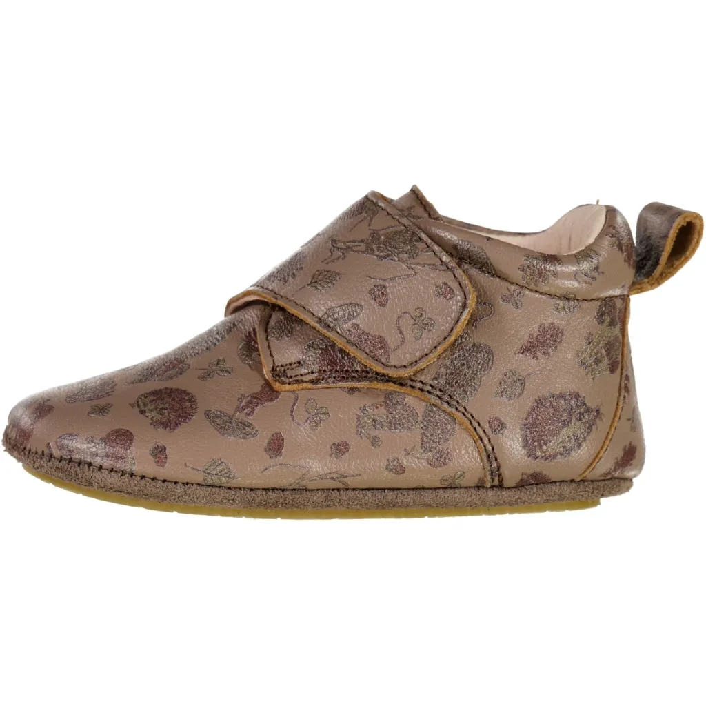 Dakota Print Indoor Shoe - brown forest