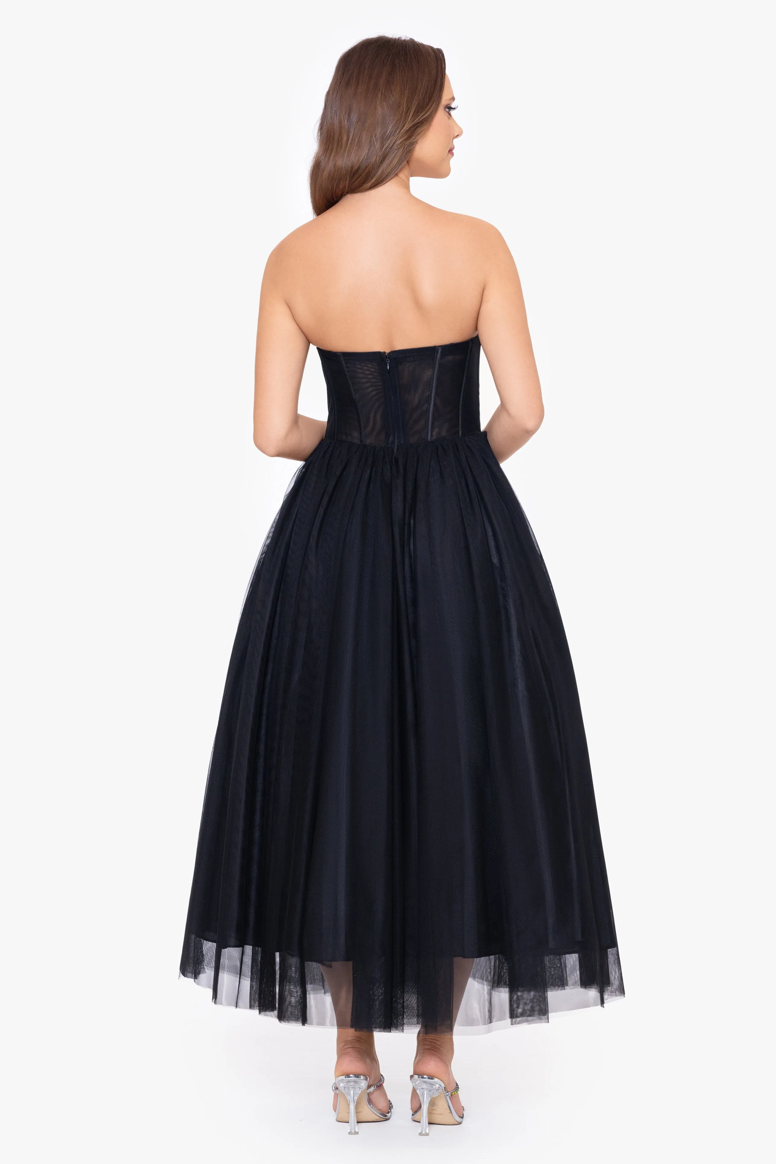 Desiree Midi Mesh Strapless Ballgown