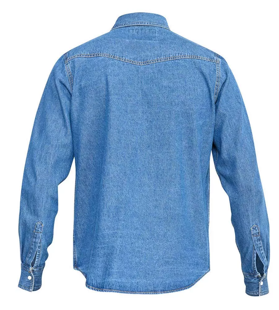 Duke Big Mens Long Sleeve Blue Denim Shirt Western Style (WESTERN  BLUE STONEWASH)