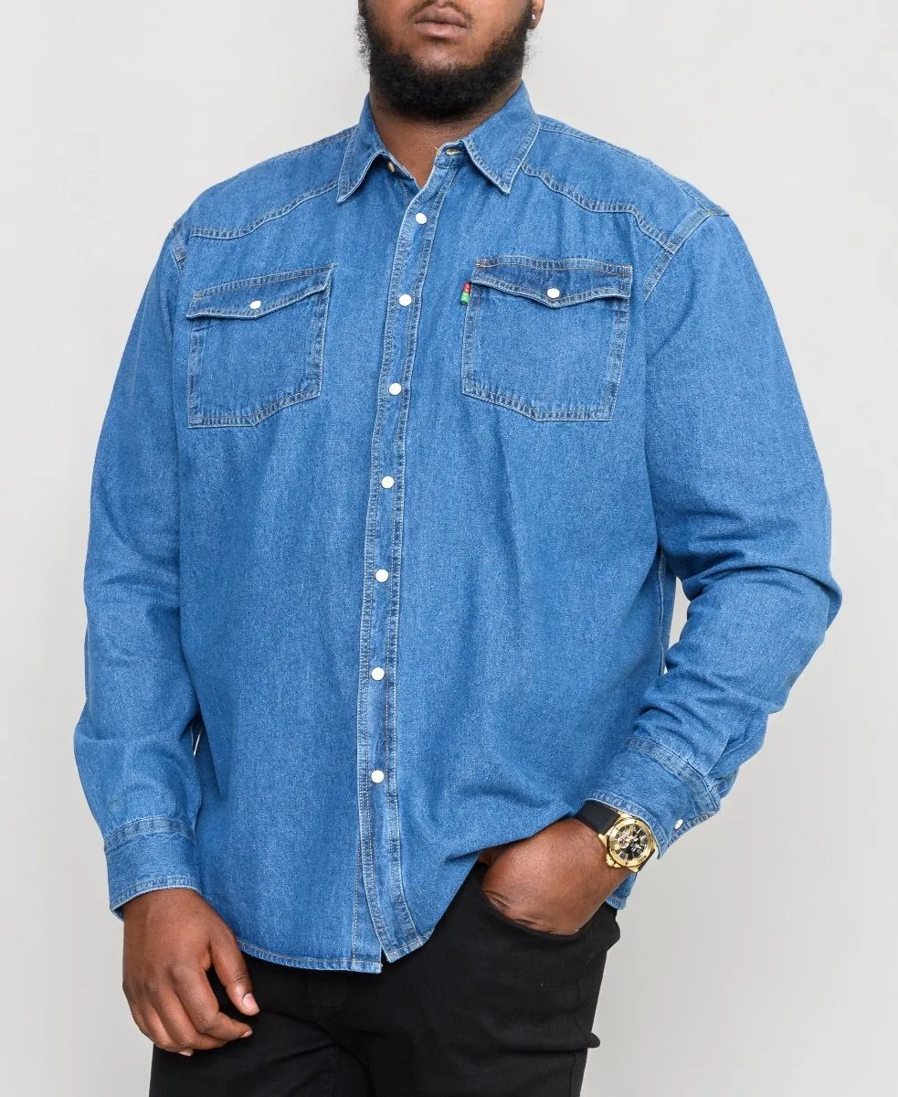 Duke Kingsize Big Western Denim Shirt Blue Regular Fit