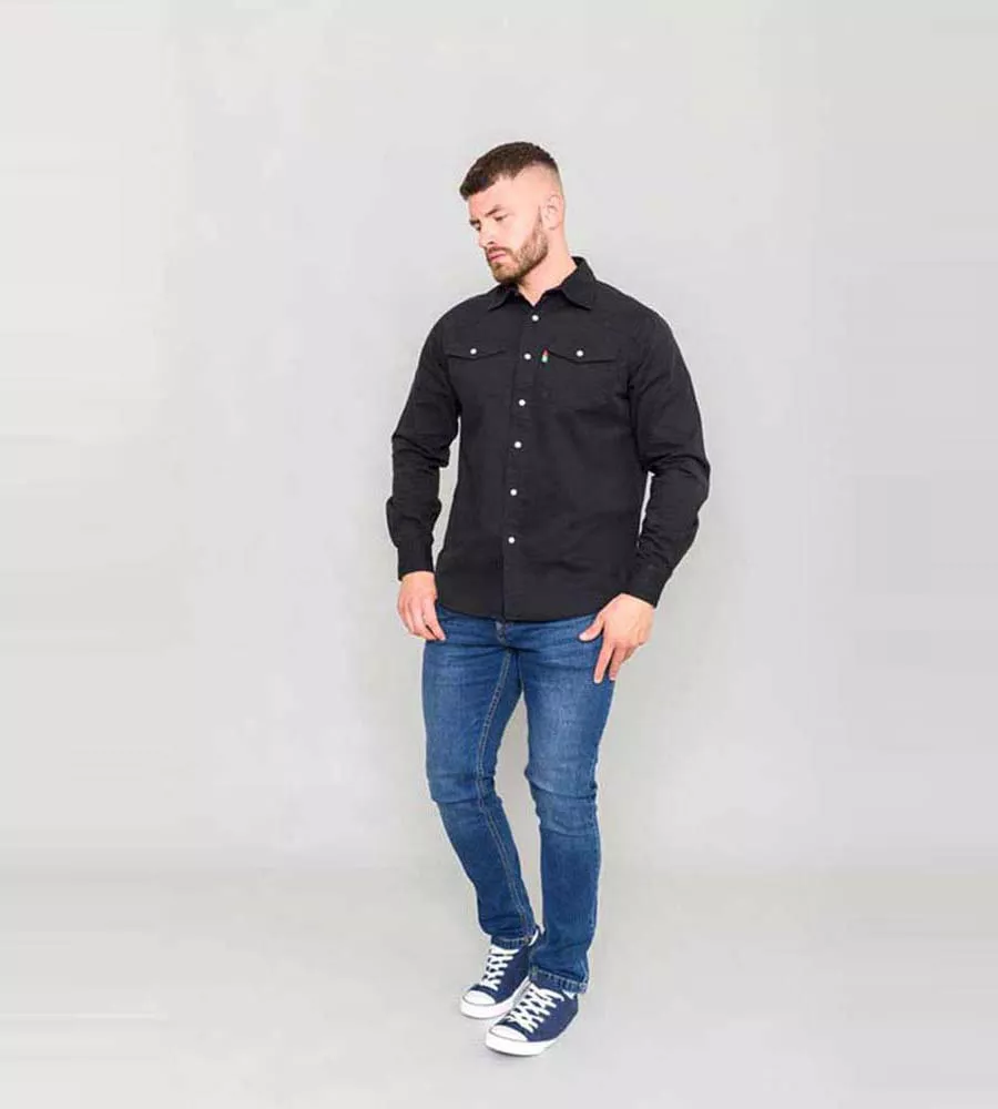 Duke Mens Long Sleeve Black Denim Shirt Western Style (WESTERN BLACK)