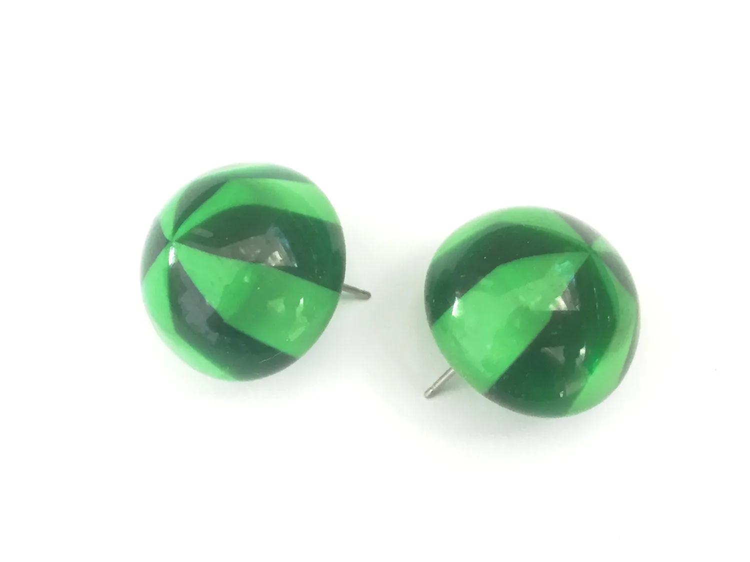 Emerald Green Candy Retro Button Stud Earrings