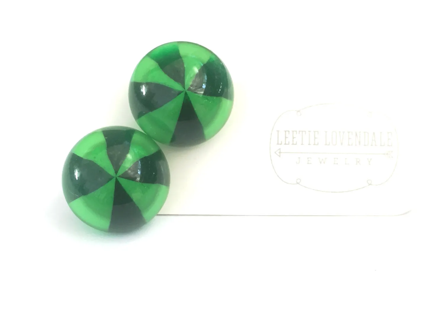 Emerald Green Candy Retro Button Stud Earrings