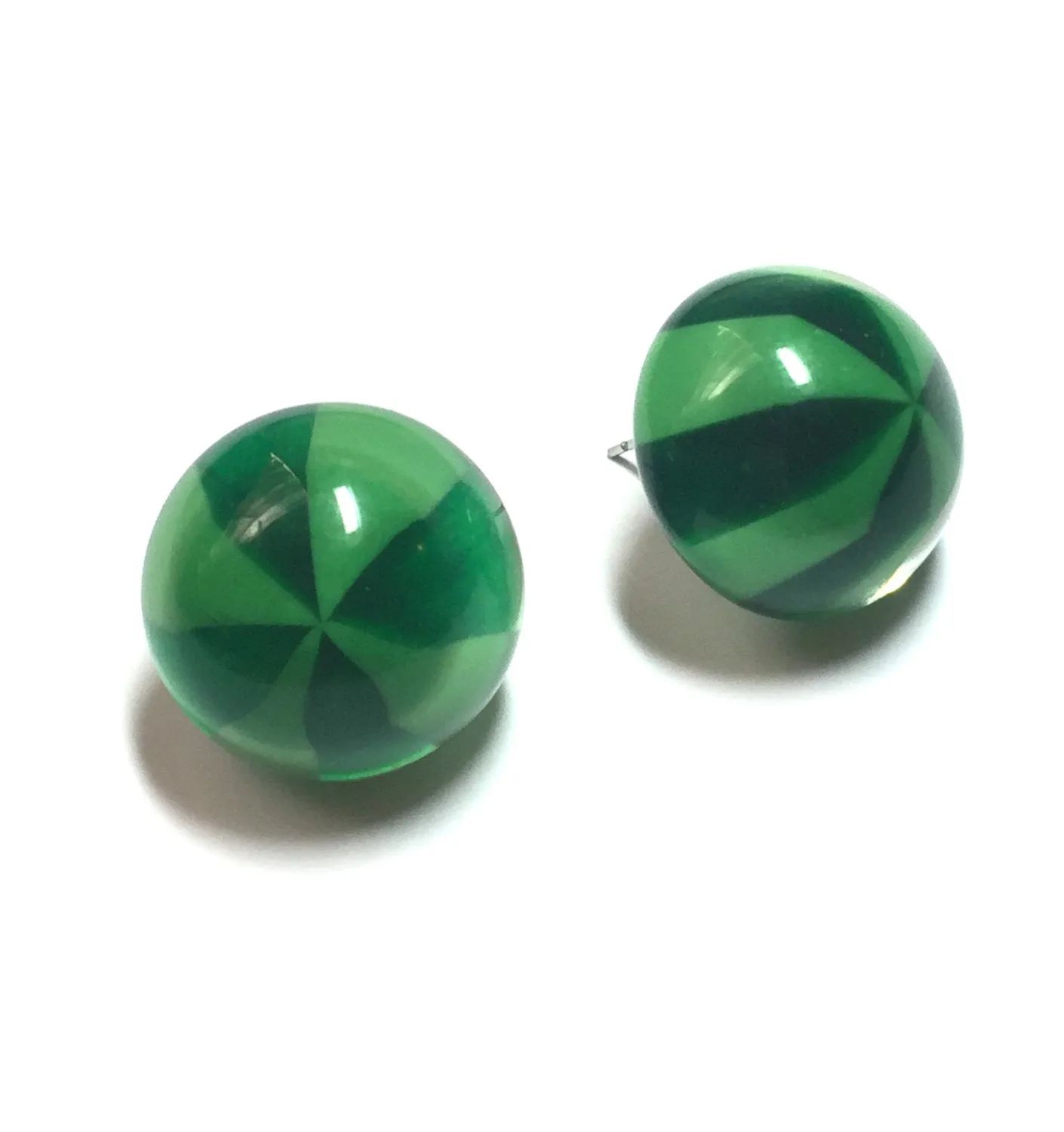 Emerald Green Candy Retro Button Stud Earrings