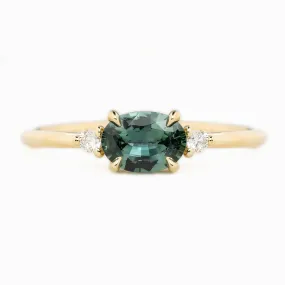 Emilie Ring 0.85ct Blue Green Madagascar Sapphire, 14k Yellow Gold (One of a kind)