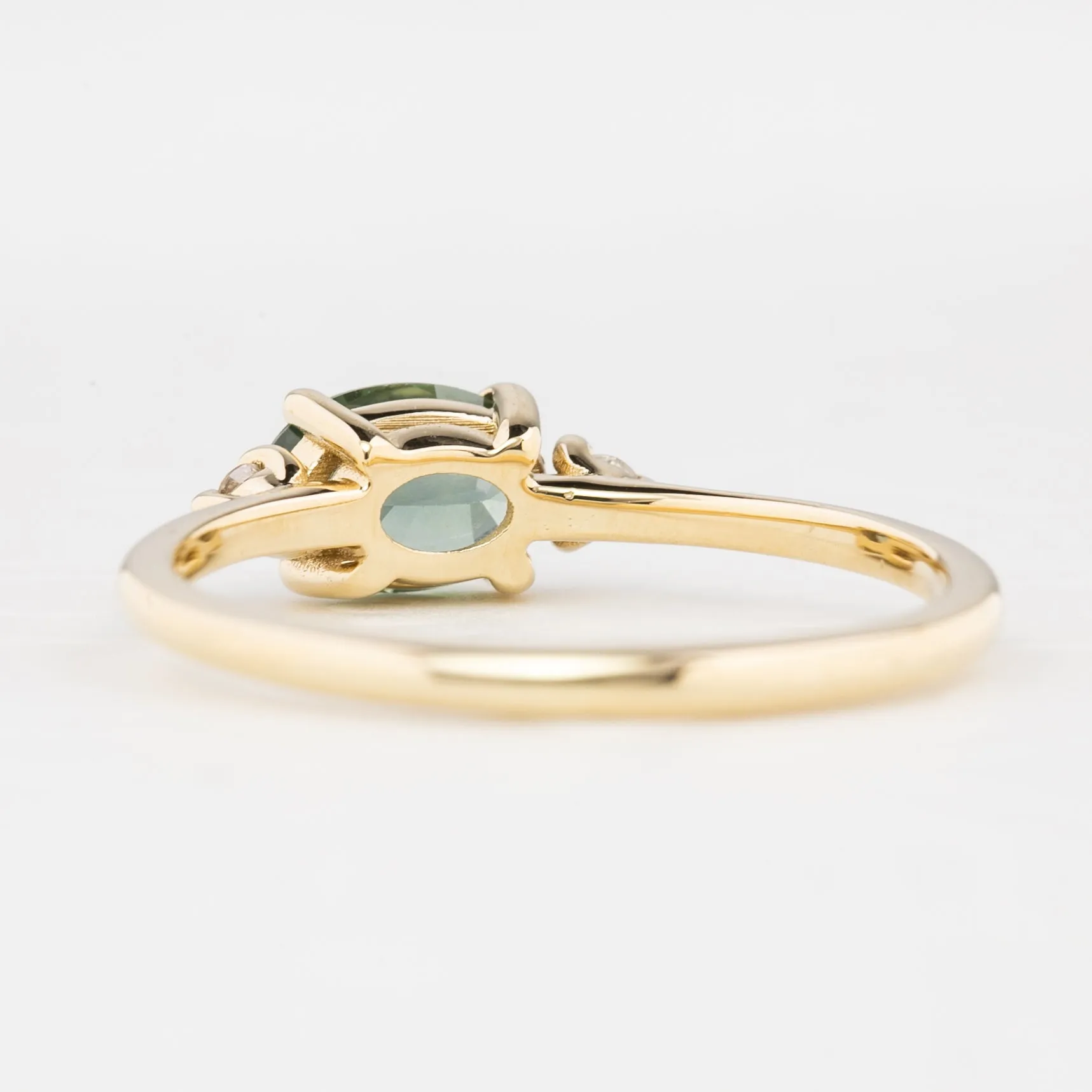 Emilie Ring 0.85ct Blue Green Madagascar Sapphire, 14k Yellow Gold (One of a kind)